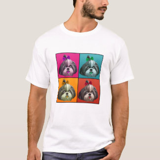Shih Tzu Illustration Pop Art Style für Hundeliebh T-Shirt