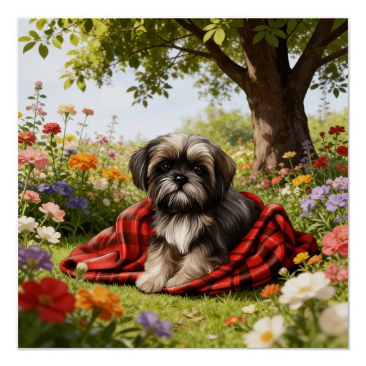 Shih Tzu im Garten Poster 