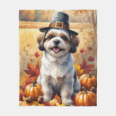 Shih Tzu im Herbst hinterlässt Erntedank Art Fleecedecke (Vorderseite)