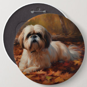 Shih Tzu im Herbst Leaves Fall Inspiriert Button