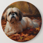 Shih Tzu im Herbst Leaves Fall Inspiriert Button (Vorderseite)