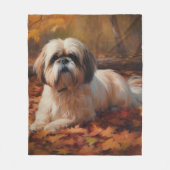 Shih Tzu im Herbst Leaves Fall Inspiriert Fleecedecke (Vorderseite)