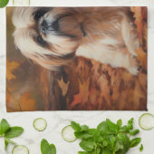 Shih Tzu im Herbst Leaves Fall Inspiriert Geschirrtuch (Gefaltet)