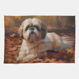 Shih Tzu im Herbst Leaves Fall Inspiriert Geschirrtuch