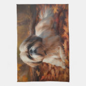 Shih Tzu im Herbst Leaves Fall Inspiriert Geschirrtuch (Vertikal)