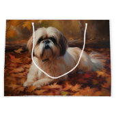 Shih Tzu im Herbst Leaves Fall Inspiriert Große Geschenktüte (Vorderseite)