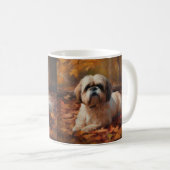 Shih Tzu im Herbst Leaves Fall Inspiriert Kaffeetasse (VorderseiteRechts)