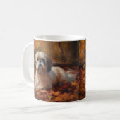 Shih Tzu im Herbst Leaves Fall Inspiriert Kaffeetasse (Vorderseite Links)