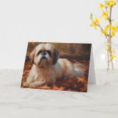Shih Tzu im Herbst Leaves Fall Inspiriert Karte (Gelbe Blume)