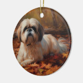 Shih Tzu im Herbst Leaves Fall Inspiriert Keramik Ornament (Links)