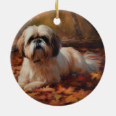 Shih Tzu im Herbst Leaves Fall Inspiriert Keramik Ornament (Hinten)