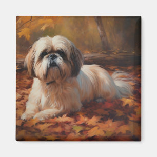 Shih Tzu im Herbst Leaves Fall Inspiriert Magnet