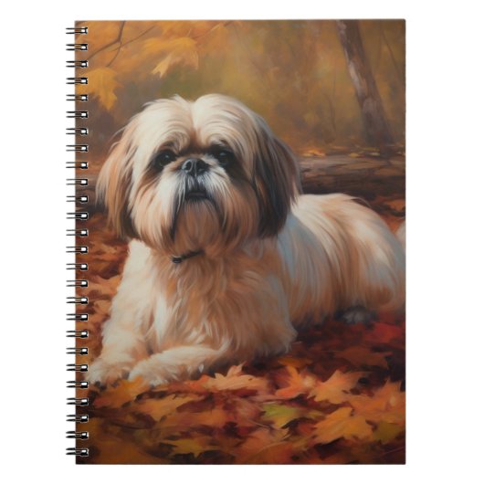 Shih Tzu im Herbst Leaves Fall Inspiriert Notizblock (Vorderseite)