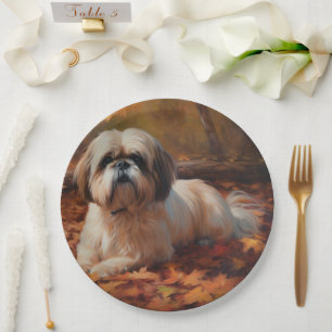 Shih Tzu im Herbst Leaves Fall Inspiriert Pappteller