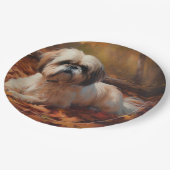 Shih Tzu im Herbst Leaves Fall Inspiriert Pappteller (Schrägansicht)