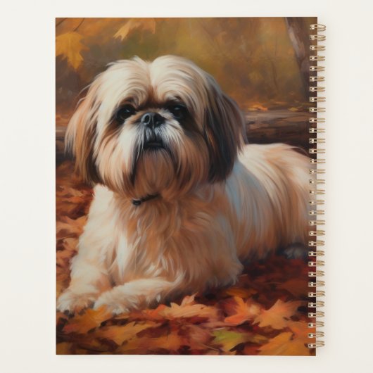 Shih Tzu im Herbst Leaves Fall Inspiriert Planer (Rückseite)