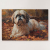 Shih Tzu im Herbst Leaves Fall Inspiriert Puzzle (Horizontal)