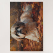 Shih Tzu im Herbst Leaves Fall Inspiriert Puzzle (Vertikal)