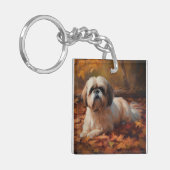Shih Tzu im Herbst Leaves Fall Inspiriert Schlüsselanhänger (Vorderseite links)