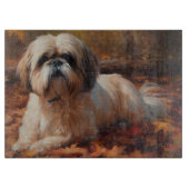 Shih Tzu im Herbst Leaves Fall Inspiriert Schneidebrett (Vorderseite)