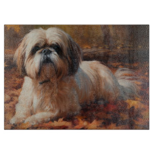 Shih Tzu im Herbst Leaves Fall Inspiriert Schneidebrett