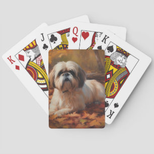 Shih Tzu im Herbst Leaves Fall Inspiriert Spielkarten