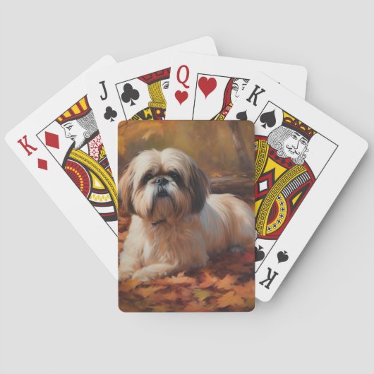 Shih Tzu im Herbst Leaves Fall Inspiriert Spielkarten (Rückseite)