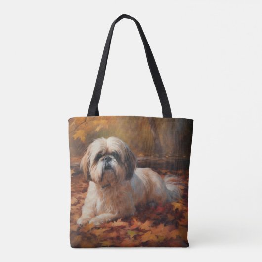 Shih Tzu im Herbst Leaves Fall Inspiriert Tasche (Rückseite)