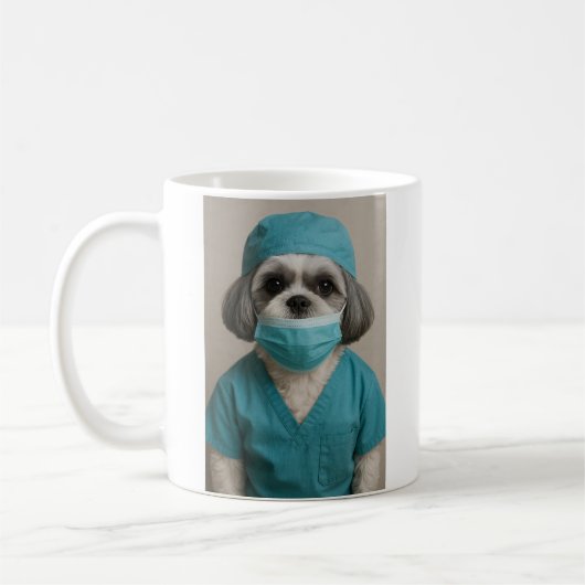 Shih Tzu im Operationsdress Kaffeetasse (Links)