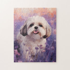 Shih Tzu in Lavender field Puzzle