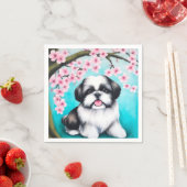 Shih Tzu in Oriental Cherry Blossom Serviette (Beispiel)