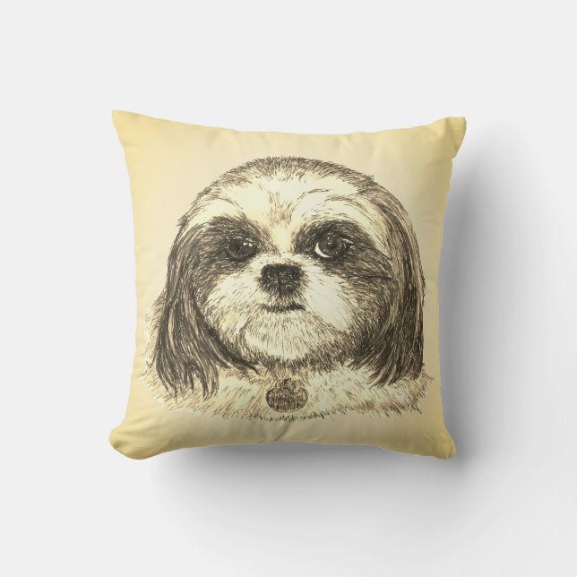 Shih Tzu in Sepia Kissen (Vorderseite)