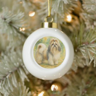 Shih Tzu Keramik Kugel-Ornament