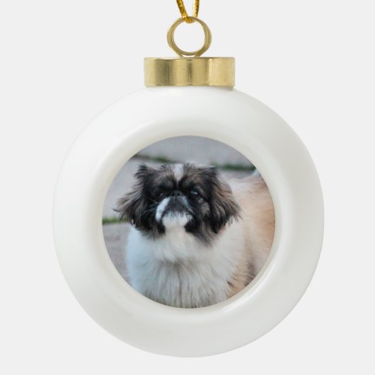 Shih Tzu Keramik Kugel-Ornament (Vorderseite)