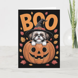 Shih Tzu Kostüm auf Kürbis Halloween Shih Tzu  Karte