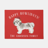 Shih tzu Kurzer haariert Happy Howlidays Weihnacht Fußmatte (Vorderseite)