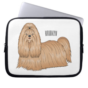 Shih Tzu Langhaarkund Cartoon-Illustration Laptopschutzhülle