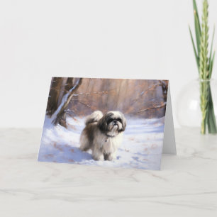 Shih Tzu Lass es schneien Weihnachten Karte
