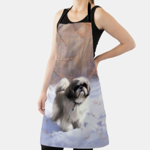 Shih Tzu Lass es schneien Weihnachten Schürze