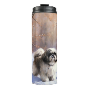 Shih Tzu Lass es schneien Weihnachten Thermosbecher