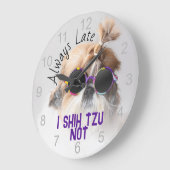 Shih Tzu Late nicht immer niedliche lustige Hunde Große Wanduhr (Winkel)