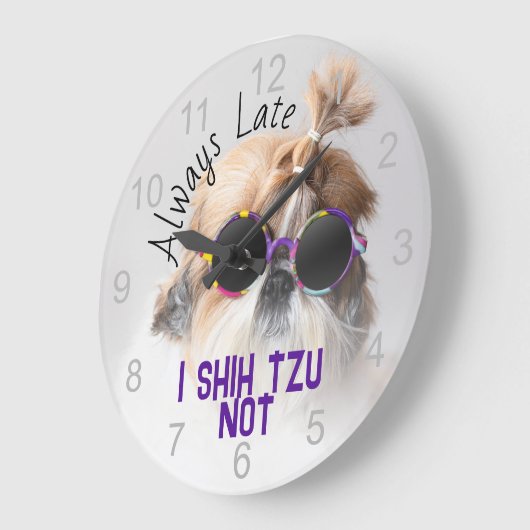 Shih Tzu Late nicht immer niedliche lustige Hunde Große Wanduhr (Winkel)