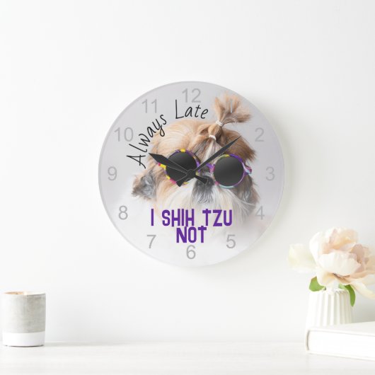 Shih Tzu Late nicht immer niedliche lustige Hunde Große Wanduhr (Zuhause)