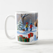 Shih Tzu läuft in Snow mit Weihnachtshut Kaffeetasse (Links)