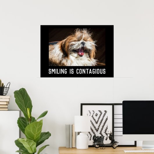 Shih tzu laughing smile customize photo text  poster (Heimbüro)