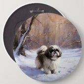 Shih Tzu Let It Snow Weihnachten Button (Vorne & Hinten)