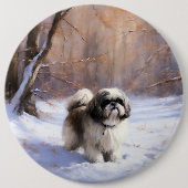 Shih Tzu Let It Snow Weihnachten Button (Vorderseite)