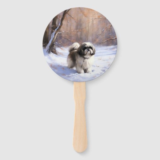 Shih Tzu Let It Snow Weihnachten Fächer (Rückseite)