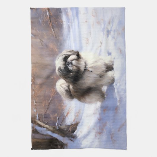 Shih Tzu Let It Snow Weihnachten Geschirrtuch (Vertikal)