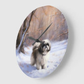 Shih Tzu Let It Snow Weihnachten Große Wanduhr (Winkel)